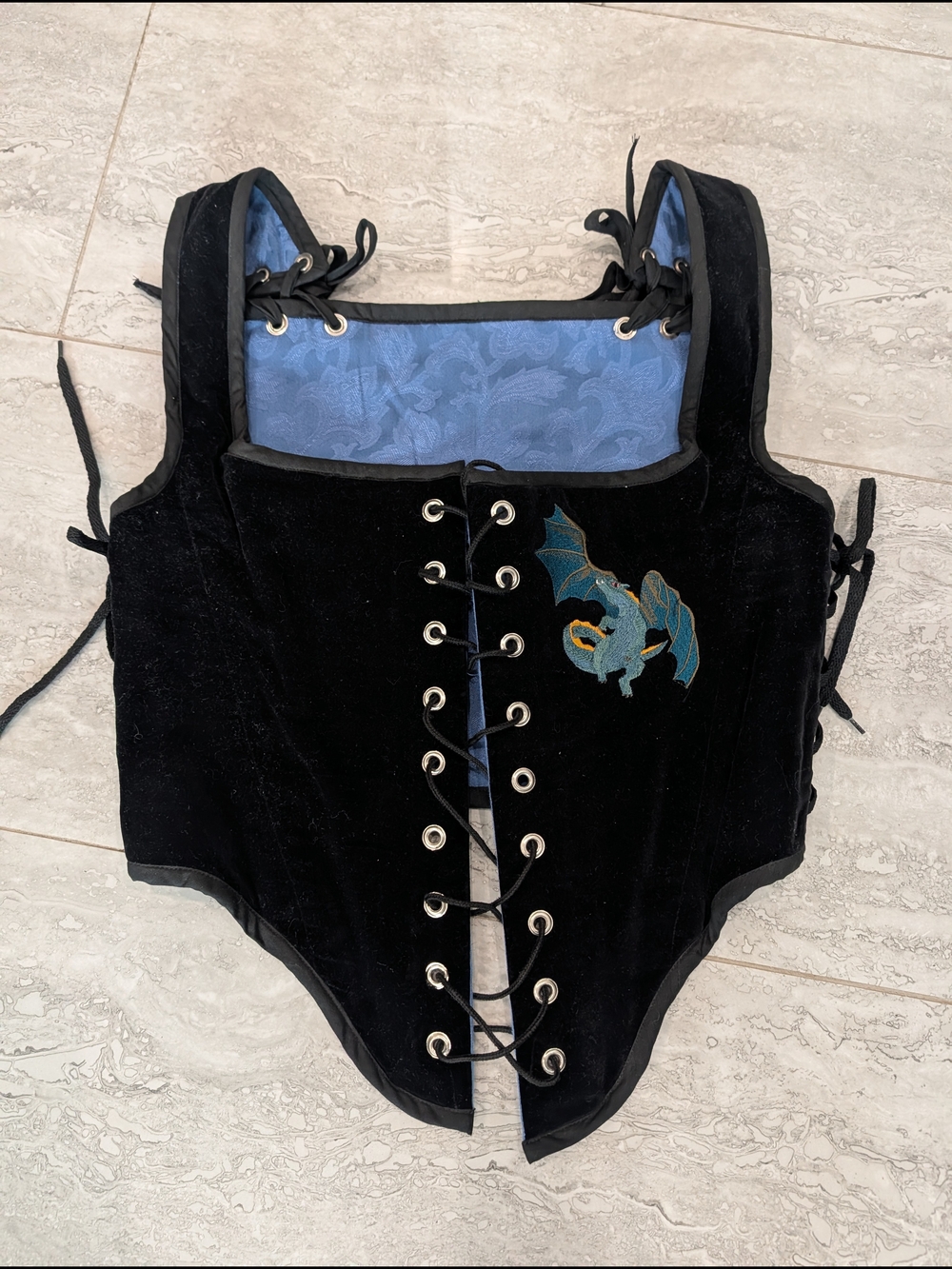 Handmade Dragon Boned Corset Bodice Reversible Velvet Ren Faire LARP Medieval